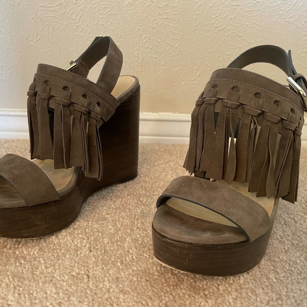 Jimmy Choo Sude Fringe Wedge